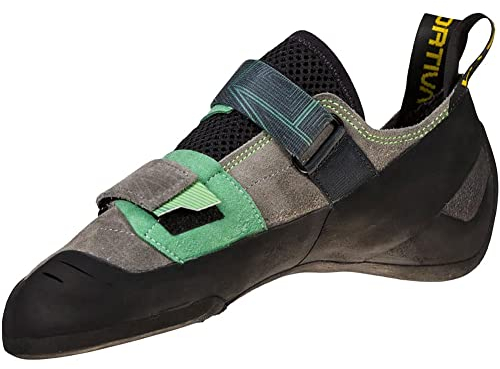 LA SPORTIVA M Aragon Grau - Bequeme vielseitige Herren Kletterschuhe, Größe EU 43 - Farbe Clay - Jasmine Green