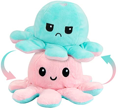 Zaloife Reversible Plüschtier Octopus - Doppelseitiges Flip Kuscheltier, Stofftier Spielzeug Geschenke für Kinder, Mädchen, Jungen und Freunde