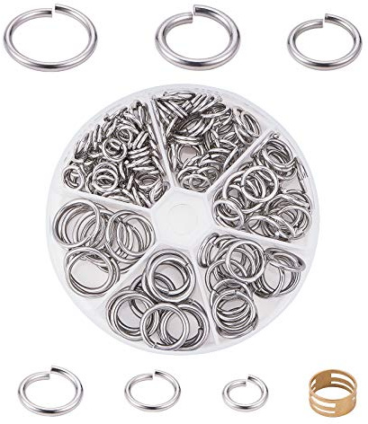 UNICRAFTALE 180Stk 6 Größen 10~20mm Biegeringe 304 Edelstahl Jump Rings 1.5~2.5mm Dick Ungelötete Spaltringe Mit Messingringen Antike Schmuckherstellung Sprungringe DIY Schmuck Basteln Zubehör