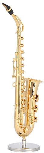 Mini sassofono ornamento, sassofono in miniatura da 19 cm con supporto e Strumento musicale in miniatura per i bambini