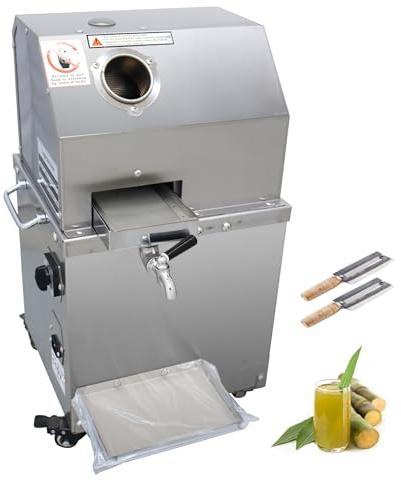 INTSUPERMAI Commercial Sugar Cane Press Juicer Machine with Cleaning Port 304 Stainless Steel Rollers Three Rollers Sugarcane Juice Extractor for Commercial Home Use 110V 750W