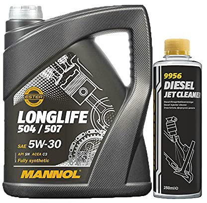 MANNOL 5l, 7715 Longlife 504/507 5W-30 + Diesel Jet Cleaner Düsenreiniger - Kraftstoff Additiv 250 ml