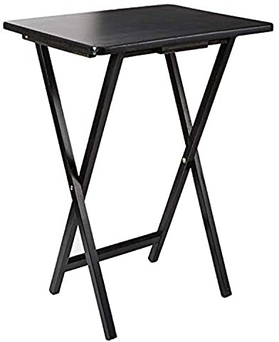Unibos Indoor &Outdoor Tea Coffee Snacks Garden Camping TV Laptop Portable Folding Sturdy and Durable Rubber Wood Table (Black)