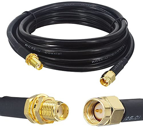 Boobrie Cable SMA RG58 Mejorado 3M - Macho a Hembra Cable de Extensión y Antena WiFi para Enrutador LAN Inalámbrico 3G 4G LTE (No para TV)
