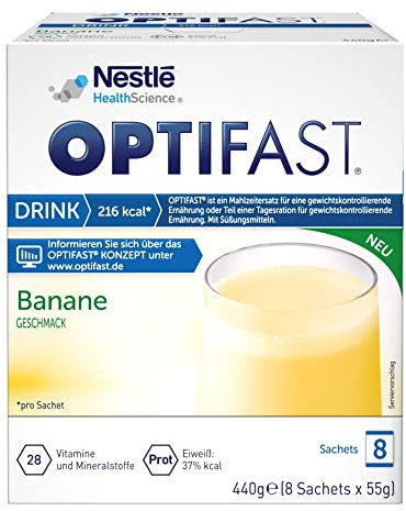 OPTIFAST Drink Banane Geschmack Mahlzeitersatz für eine gewichtskontrollierende Ernährung, 8 St. Beutel