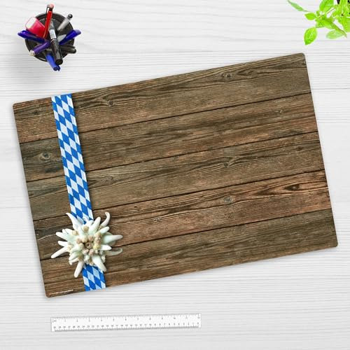 Schreibtischunterlage Kinder und Erwachsene – “Edelweiß Bayern“ – aus erstklassigem Vinyl (Kunststoff) – 60 x 40 cm – Rutschfeste Schreibunterlage mit bestem Schutz – Made in Germany
