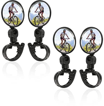 TSHAOUN 4 pcs Miroir de Vélo ，Rétroviseur de Bicyclette Miroir de Guidon Rotatif Réglable 360 Degrés Plastique Miroir Convexe pour Vélo De Route De Montagne (4)