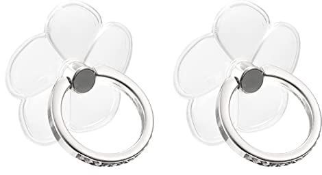 sourcing map Transparent Phone Ring Holders, Diamond Clear Finger Grip Stand for Phone, Case, Tablet (Leaves Shape), 2Pcs