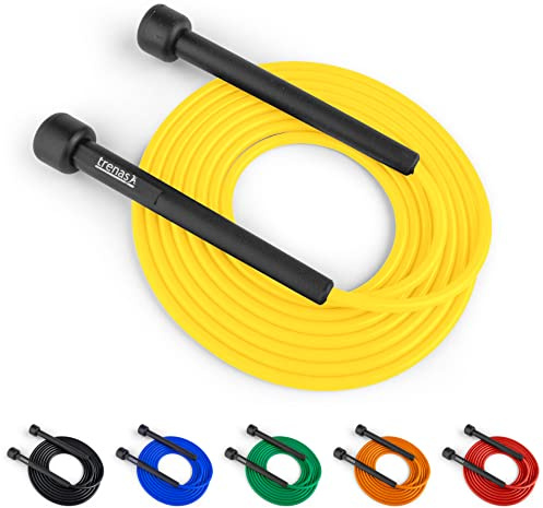 trenas Springseil | Jump Rope | Rope Skipping Seil | Springseil Erwachsene & Kinder | 3 Meter | Einfach verstellbar | Speed Rope