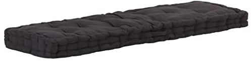 WIFESE Coussin pour palette en coton - 120 × 40 × 7 cm - Noir - Coussin d'assise pour banc de bière - Coussin d'extérieur - Coussin de siège pour ours