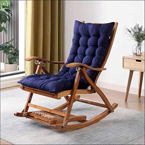 Leichter, zusammenklappbarer Chaiselongue aus Bambus, Verstellbarer Schaukelstuhl, Liegestuhl für den Garten, zum Sonnenbaden mit Fußhocker und verlängerter Massage, Balkon-Liegestuhl (Farbe: Stuhl +