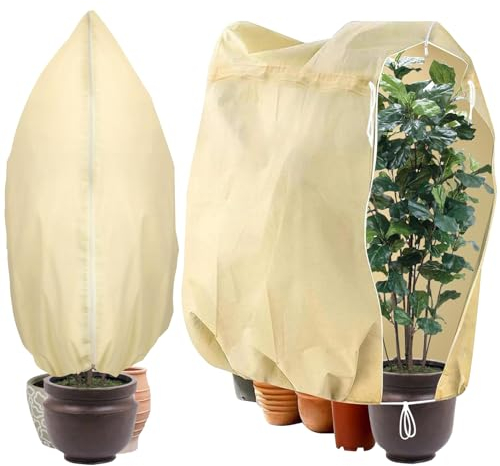 2 StüCk Pflanzenschutz Winter,180x120cm Frostschutz Pflanzen,80g/㎡ Winterschutz füR KüBelpflanzen mit Zugband und ReißVerschluss Pflanzen Winterschutz DraußEn füR Palmen, Olivenbaum