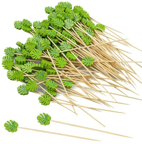 KiKiHong 100 Piezas Palos de Cóctel,Palillos para Aperitivos 12cm Pinchos Comida de Dedo Palillos de Cóctel Brochetas de Bambú para Adecuado para Bar, Fiestas y Cumpleaños, Fiesta de Fruta