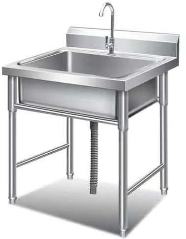 Freistehende edelstahl spültisch gastro edelstahl eckig spülbecken outdoor garten campimg spüle gewerbliche spüle mit einem einzigen Kaltwasserhahn Geeignet für Küchen,Bars,Restaurants und andere Orte