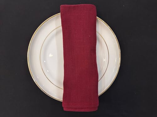4 Stück Stoffservietten Leinenservietten,Weiches bequemes Baumwolle und Leinen Servietten Stoff43CM*43CM Wiederverwendbare Leinen-Servietten für Familienessen Hochzeiten Cocktail Küche -Weinrot