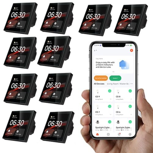 URPIZY Smart Home Control Panel, Multifunctional 4in1 Tuya Smart Wifi Scene Wall Switch Hub, All-in-1 Control Center on Panel with APP/Voice Remote Control(10pcs)