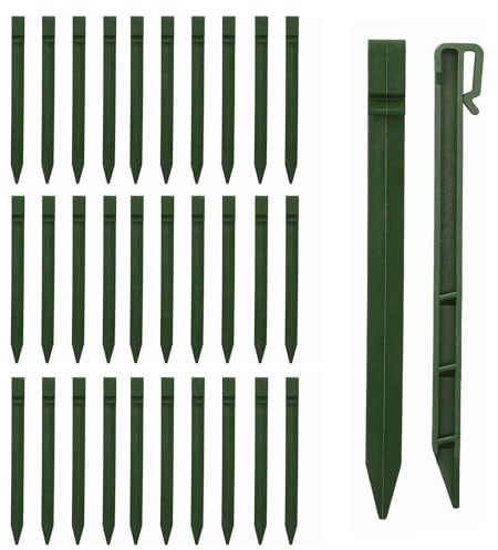 Lot de 30 piquets d'ancrage pour bords paysagers, 24,6 cm, en plastique résistant pour l'extérieur, bords paysagers, piquets d'ancrage en plastique, pour bordure, terrasse, rideaux