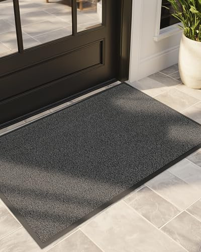 COLOR&GEOMETRY fußmatte Outdoor außen wetterfest - Grau 80x120cm - fussmatte aussen aussenbereich schmutzfangmatte willkommen außenbereich haustür