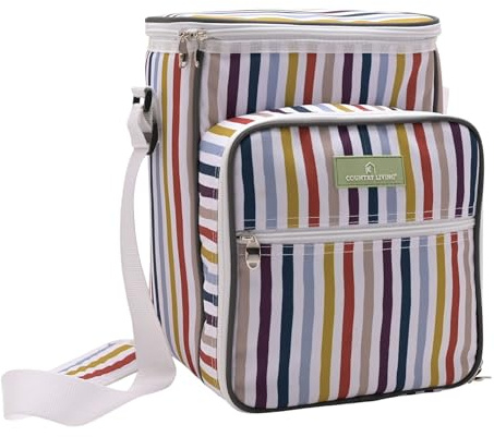 Widdop Country Living 4 Picknicktaschen-Set mit isoliertem Fach - 4 x Messer/Gabeln/Löffel, 4 x Teller, 4 x Becher - Stilvolles Sommer-Picknick-Set Outdoor Geschirr BBQ