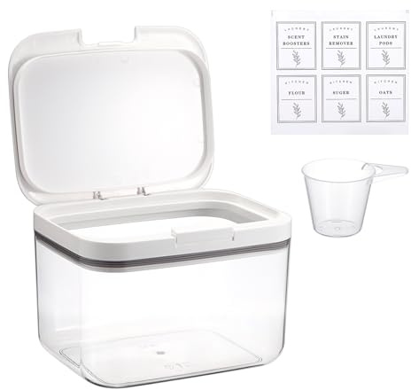 TOLIDA Waschmittel Aufbewahrung Waschpulverbehälter mit Luftdichtem Deckel | Waschpulverbehälter Aufbewahrungsbox Vorratsdose PET Kunststoff mit Luftdichtem Deckel für Wäscheperlen,Trocknerbälle