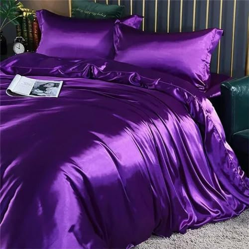Juego de Ropa de Cama de Seda de Morera Natural, Juego de Funda nórdica Sedosa de satén tamaño Queen con sábanas, Juego de Cama King Size