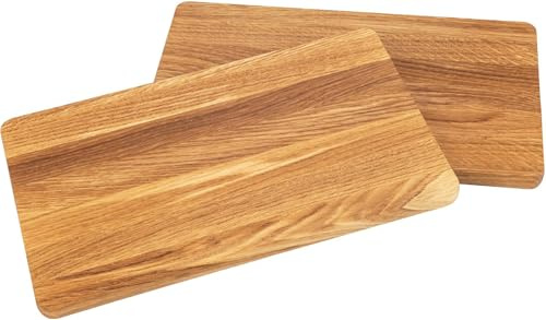Frühstücksbrettchen 4er Set aus Eiche Geölt - 26 x 15 x 1,2 cm - Europäisches Eichenholz - Robust und Langlebig