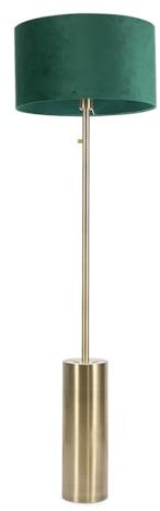 ValueLights | Antique Brass Single Stem Rotary Dimmer Switch Floor Lamp with Forest Green Velvet Shade | Floor Lamps & Torchieres, Home Décor & Improvement Essential