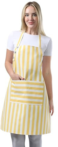TOSHEX Kitchen Apron Waterdrop Resistant Cotton Aprons for Women with Pockets Chef