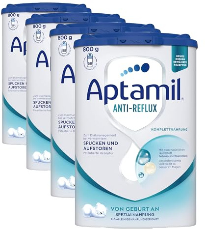 Aptamil Anti-Reflux - Komplettnahrung von Geburt an, Zum Diät Management, Bei Spucken & Aufstoßen, Babynahrung, Milchpulver, 1x 800 g (Packung mit 4)