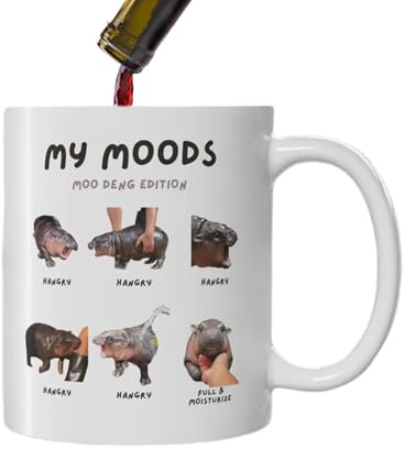 Buerfu Taza de café M-oo Deng Hipopótamo - Bonita estatuilla de cerámica para bebés de Tailandia - Regalo pigmeo para niños y adultos