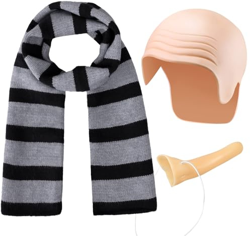 iZoeL Karneval kostüm Herren Männer G ru Kahl Kostüm kahler kappe Schal lange Nase Berühmte Filme Kostüm Accessorie, Herren Outfit Karneval Fasching Halloween Mottoparty
