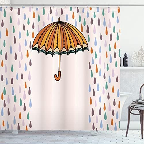 Cortina de Ducha Paraguas Rosa Y Naranja Cortina Baño Poliéster Impermeable Cortina Ducha Antimoho Cortina Ducha Lavable Cortina Bañera con 12 Ganchos Cortinas de Baño (150x180cm)