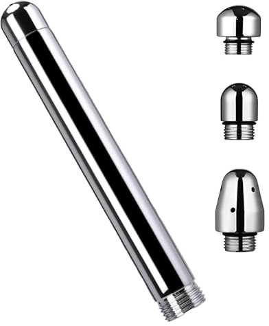 Lavement Anal, Kit Lavement Intestinal, Douchette Anale, Système de Nettoyage de Douche Anale en Aluminium, Avec 3 Têtes, Nettoyage du Côlon pour Pommeau de Douche D'hygiène Personnelle - Argenté