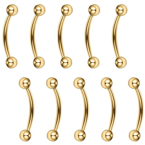 Besyvvin 10stk Curved Barbell Piercing Augenbrauen Lippe Septum Rook 1,2mm Chirurgenstahl 6mm 8mm 10mm 12mm 14mm Augenbrauenpiercing