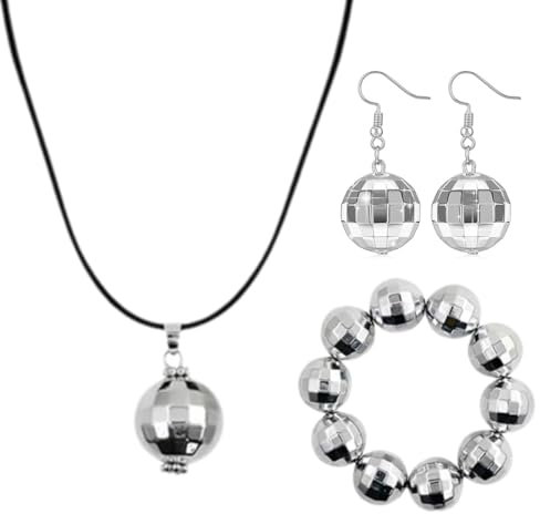 ZORTVUL Discokugel Ohrringe Ohrringe Discokugel Discokugel Ohrringe Armband Set Discokugel Spiegelkugel Schmuck Set Disco Accessoires Discokugel Spiegel Ball Damen