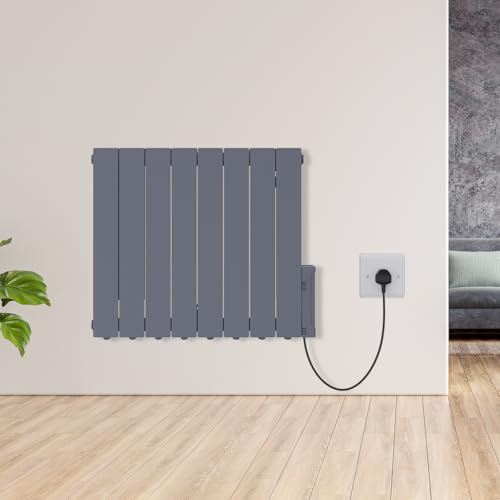 Warmehaus 1500W Electric Oil Filled Radiator Wall/Freestanding Anthracite | Wifi Oil Filled Radiator with Timer Thermostat, Smart Wifi Electric Radiator Wall Mounted, Portable Slimline Radiator Heater