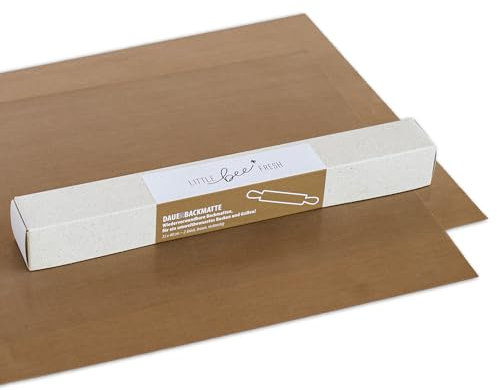 little bee fresh Esterilla para hornear permanente (juego de 2) – 2 unidades (33 x 40 cm) – Alfombrilla reutilizable para hornear | alternativa sostenible al papel de horno | resistente al calor hasta
