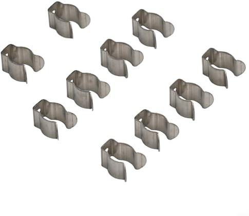 Feegow 10 Feder-Frottee-Clips, offenes Federklemmen, robustes Werkzeug, Werkzeugfederklemmen für Garage, Schuppen, Terrasse, Schrank, Besen, Bürste, Rechen, Rohrschelle (10 mm)