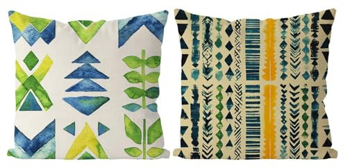 Coussin Exterieur Graphique Housse de Coussin Lot de 2 Lumière Coussins Canape Taie Oreiller 45x45 Doux Carré Housse de Canapé Coussins d'extérieur pour Decoration Salon,Chambre,Canapé,Chaise T4-809