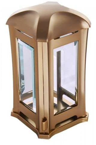 Grablampe aus Edelstahl bronzefarben Friedhof Grablaterne Grableuchte Grablicht