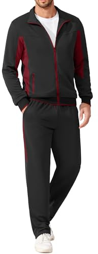 COOFANDY Men's Activewear Sets Black Lightweight Jogging Suit 2 Pc Track Suits Casual Sweatsuits Warm Sweats Outfits