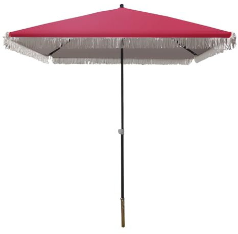 Ombrellone quadrato impermeabile UPF50+, con frange da spiaggia, per giardino, cortile, prato, elegante protezione solare per il tuo divertimento estivo