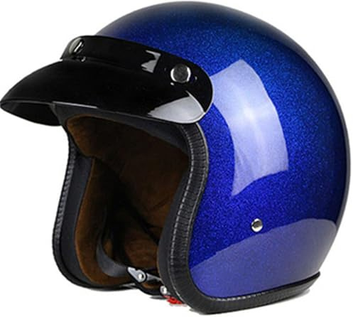 Casco Moto Retrò, Caschi Motorino Vintage Moto 3/4 Casco Con Brim Certificazione Adult Cruiser Chopper Mezzo Casco DOT/ECE Casco Jet Jet Per Adulti Uomini Donne