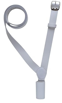 White Leather Flagpole Holder Cross belt, Left and Right Shoulder Parade Strap for Flag Carrier, Ceremonial Marching Band Drill Team Honour Guard, Adjustable Genuine Leather Pole Holster Sling