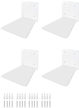 Harewtwy 4pcs Monte A Parete Scaffali In Metallo INVISIBILI Mobile Scaffale per Camera da Letto per Libreria In Camere, Piccola Libreria Design