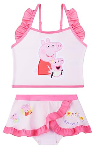 Get Trend Peppa Pig Set Bikini Bambina 2-6 Anni, Costume Piscina Bambina Due Pezzi Top e Gonna, Cinturino Regolabile, Regalo Ragazza (4-5 Anni, Rosa Peppa Pig)