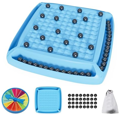 Scacchi Magnetici, Gioco di Logica Portatile, per Bambini e Adulti da 8 Anni in su, Gioco di Società con Magneti e Sacchetto per il Trasporto, per Viaggi, Campeggio, Feste(Blu)