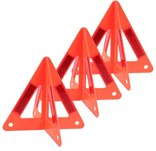 GANAZONO 3 Piezas triangulos en la carretera auto vehículo triángulos de advertencia boda Safety Triangle Road Emergencia triángulos reflectantes Red