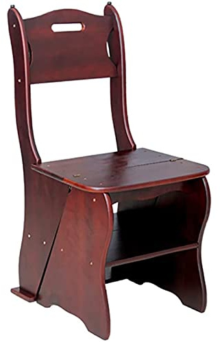 LWJSOCP Sedia Pieghevole in Legno con scaletta per Uso in Cucina e Ufficio, Sgabello a 4 gradini con Design Creativo trasformabile per libreria, Porta Piante e ripiano portaoggetti