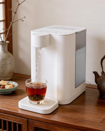 Instant Hot Water Dispenser, 5 Temperature Presets, 2 Volume Options, LED Night Light & Self-Cleaning, Energy Efficient Digital Touch Screen, White
